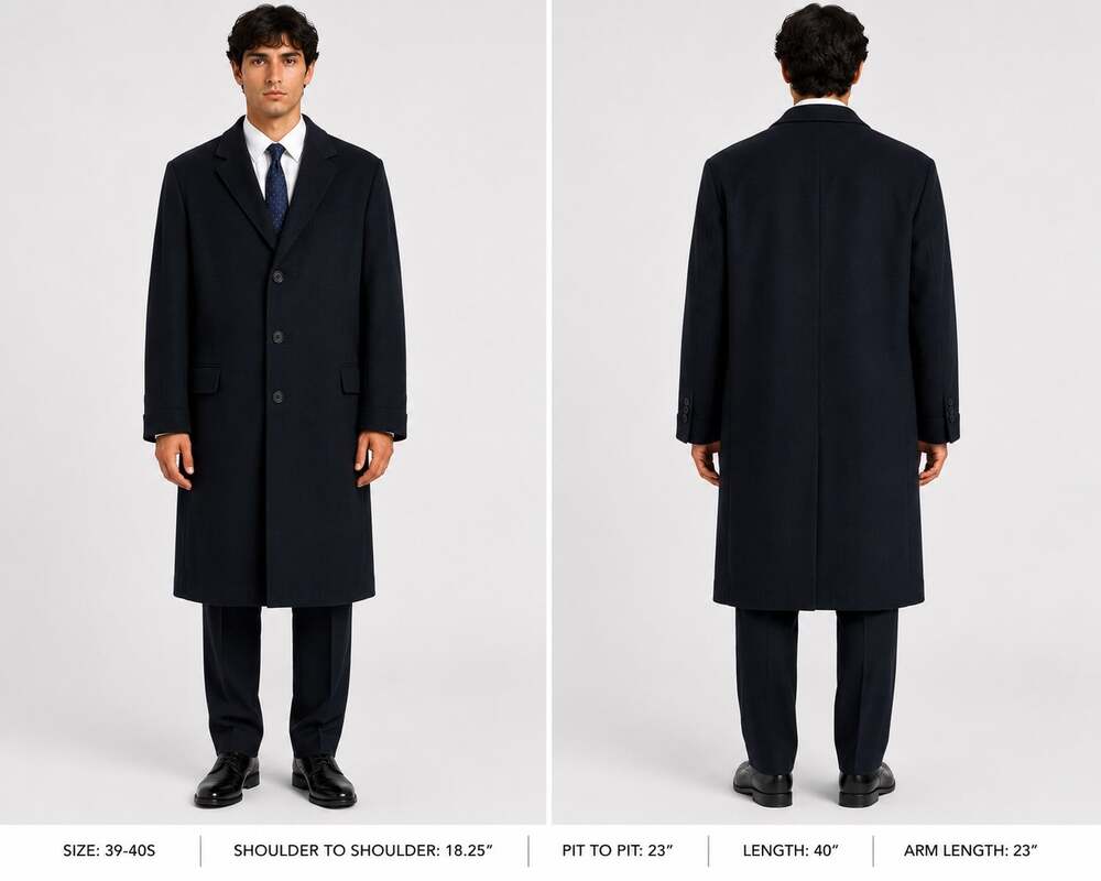 Vintage Mongolian Cashmere / Mink Black Overcoat Men's Size 39-40S Warm 60s